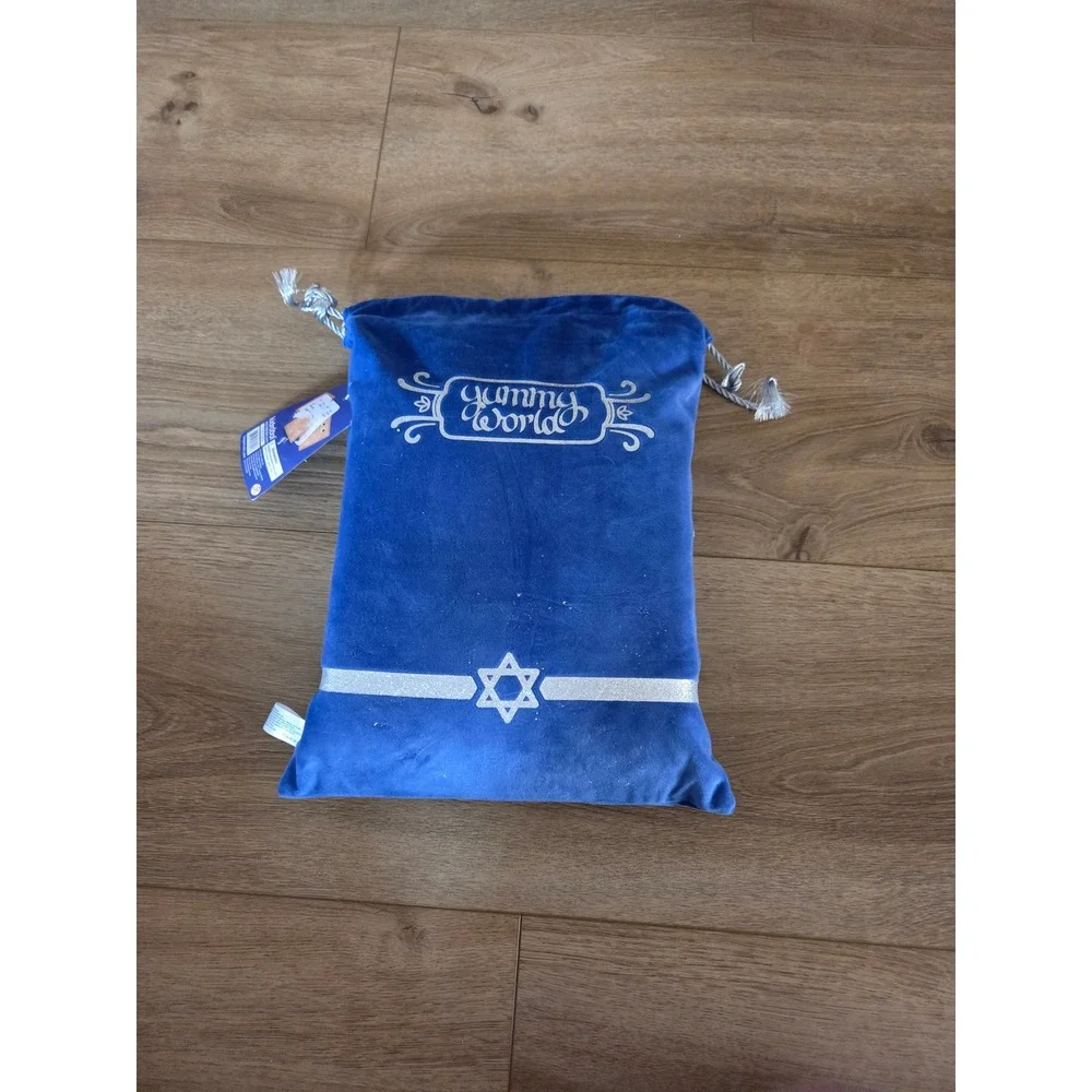 Gummy World Afikoman Matzah Plush Set with Blue Velvet‎ Bag Star of David
